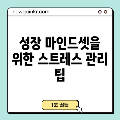 성장 마인드셋을 위한 스트레스 관리 팁