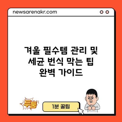 겨울 필수템 관리 및 세균 번식 막는 팁 완벽 가이드