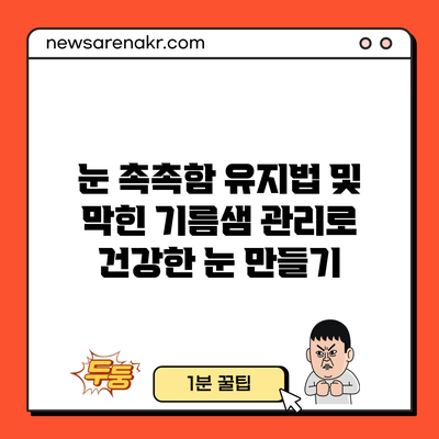 눈 촉촉함 유지법 및 막힌 기름샘 관리로 건강한 눈 만들기