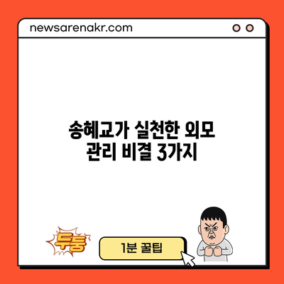 송혜교가 실천한 외모 관리 비결 3가지