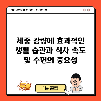 체중 감량에 효과적인 생활 습관과 식사 속도 및 수면의 중요성