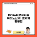 BCAA(분지사슬 아미노산)의 효과와 활용법