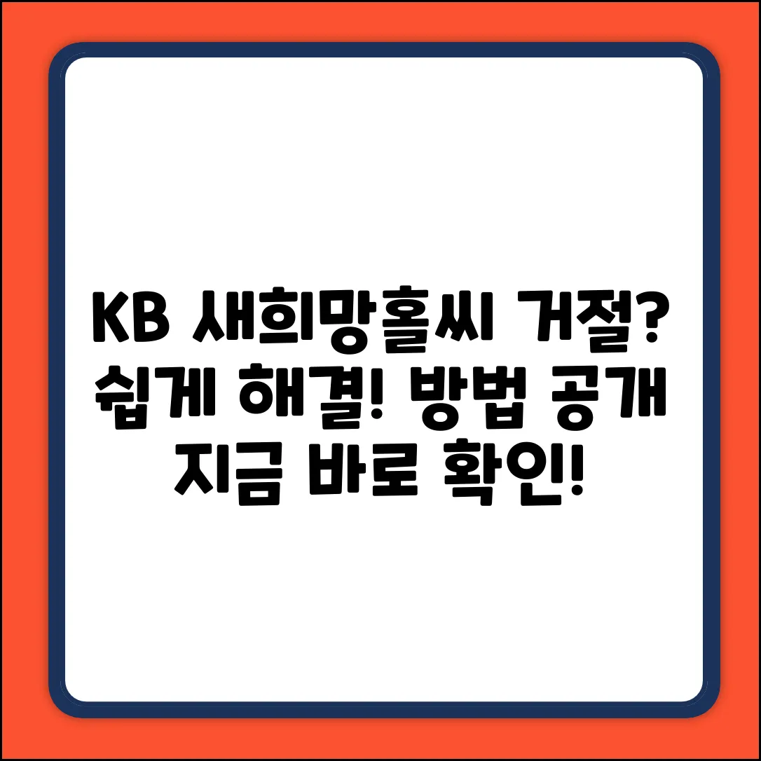 KB국민은행 새희망홀씨2 대출거절? 쉽게 해결!