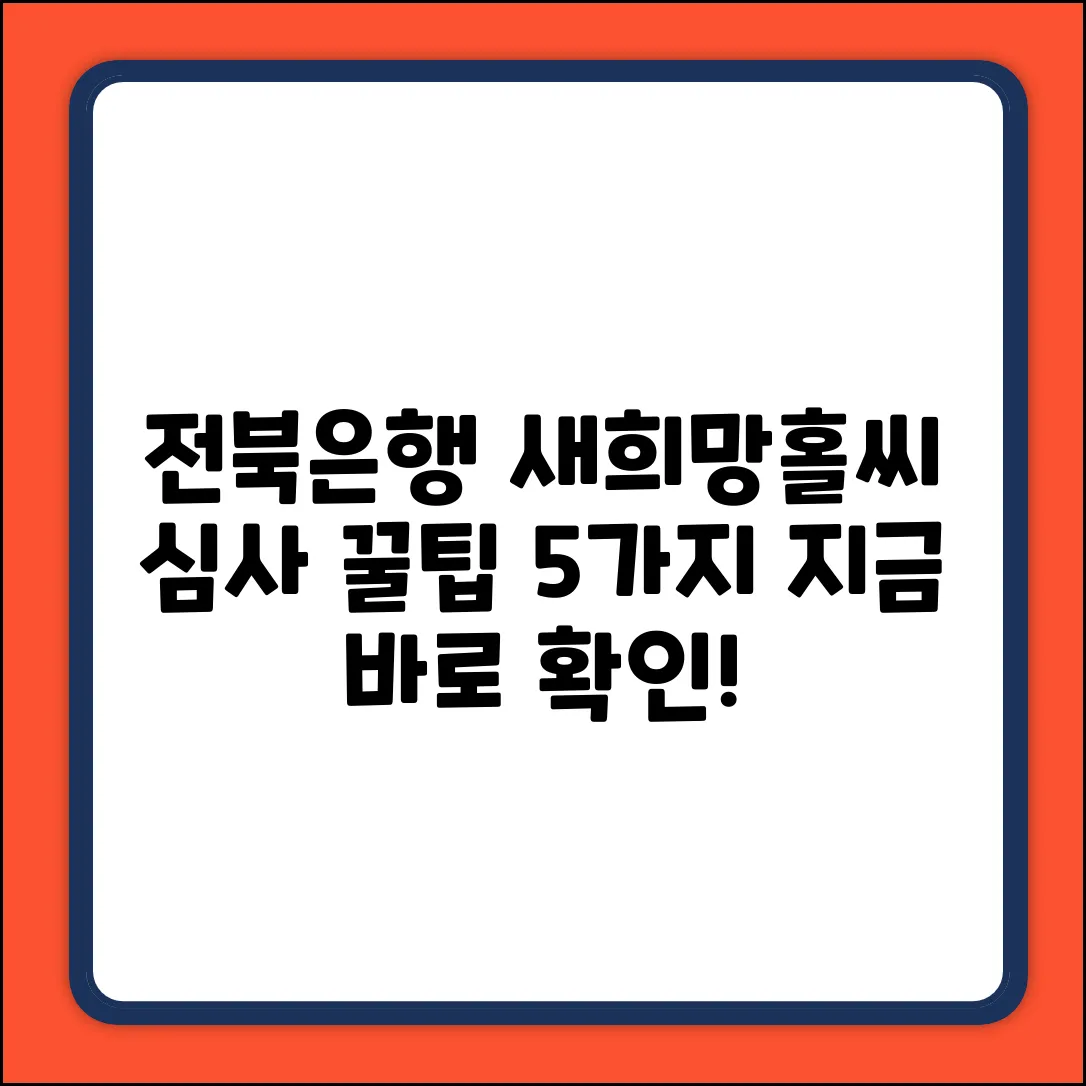 전북은행 새희망홀씨 대출, 심사 진행 꿀팁 5가지