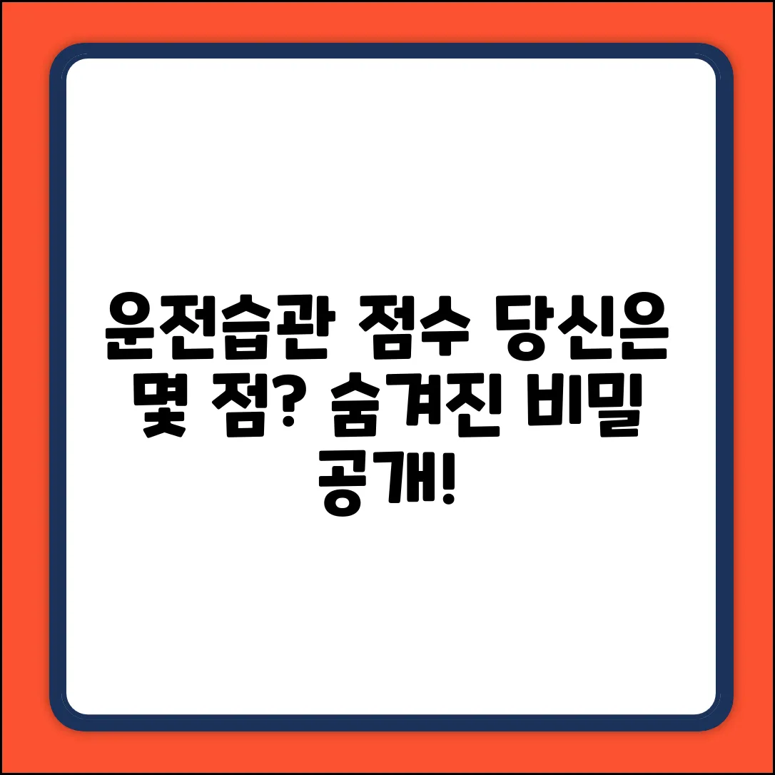운전습관점수, 당신의 점수는? 숨겨진 산출 비밀!