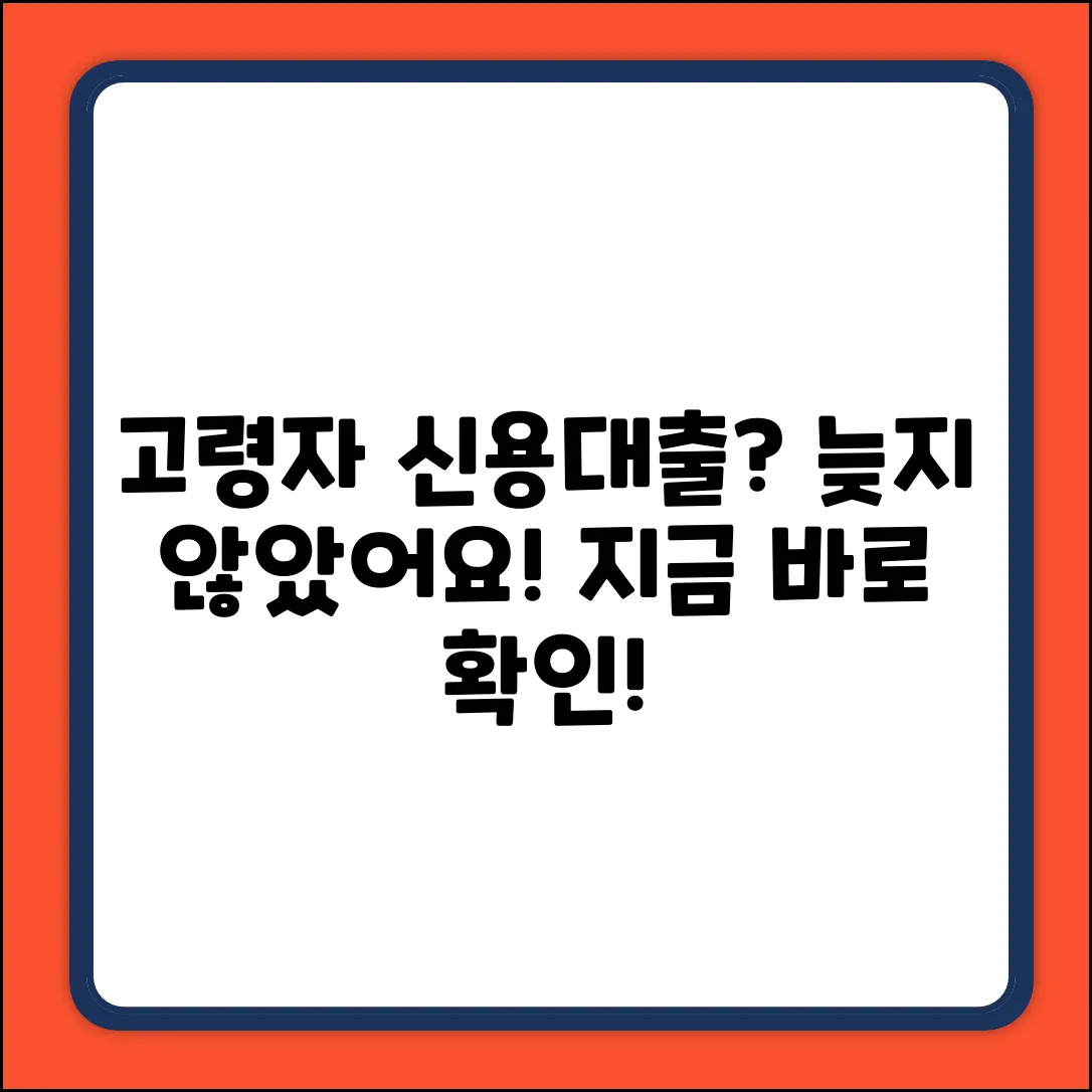 고령자 신용대출, 아직 늦지 않았을까?