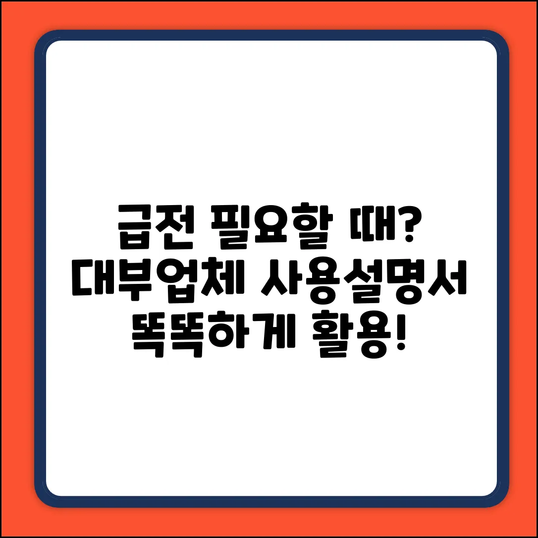 대부업체 사용 설명서: 급전 해결의 열쇠?