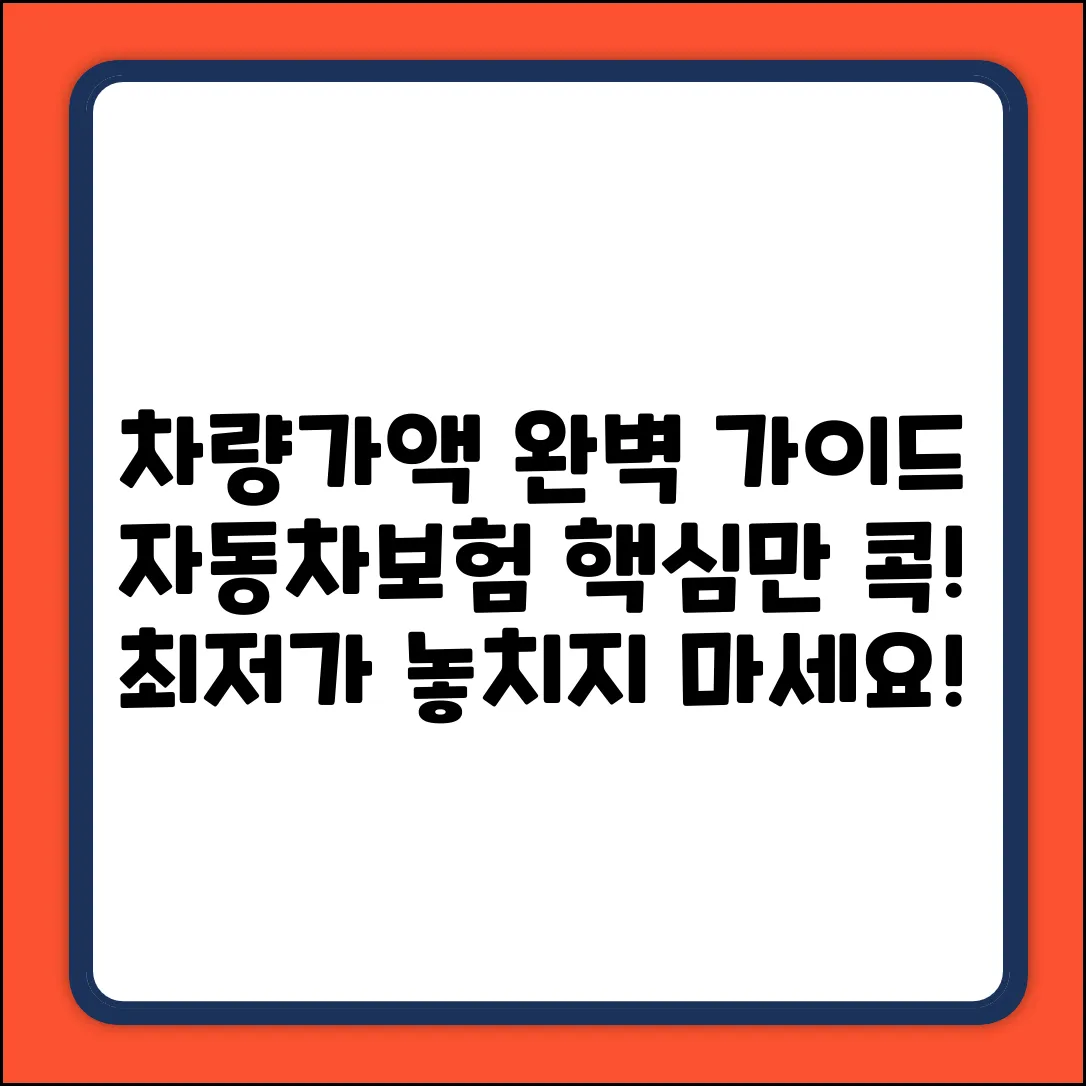 자동차보험 차량가액 완벽 가이드: 핵심만 콕!